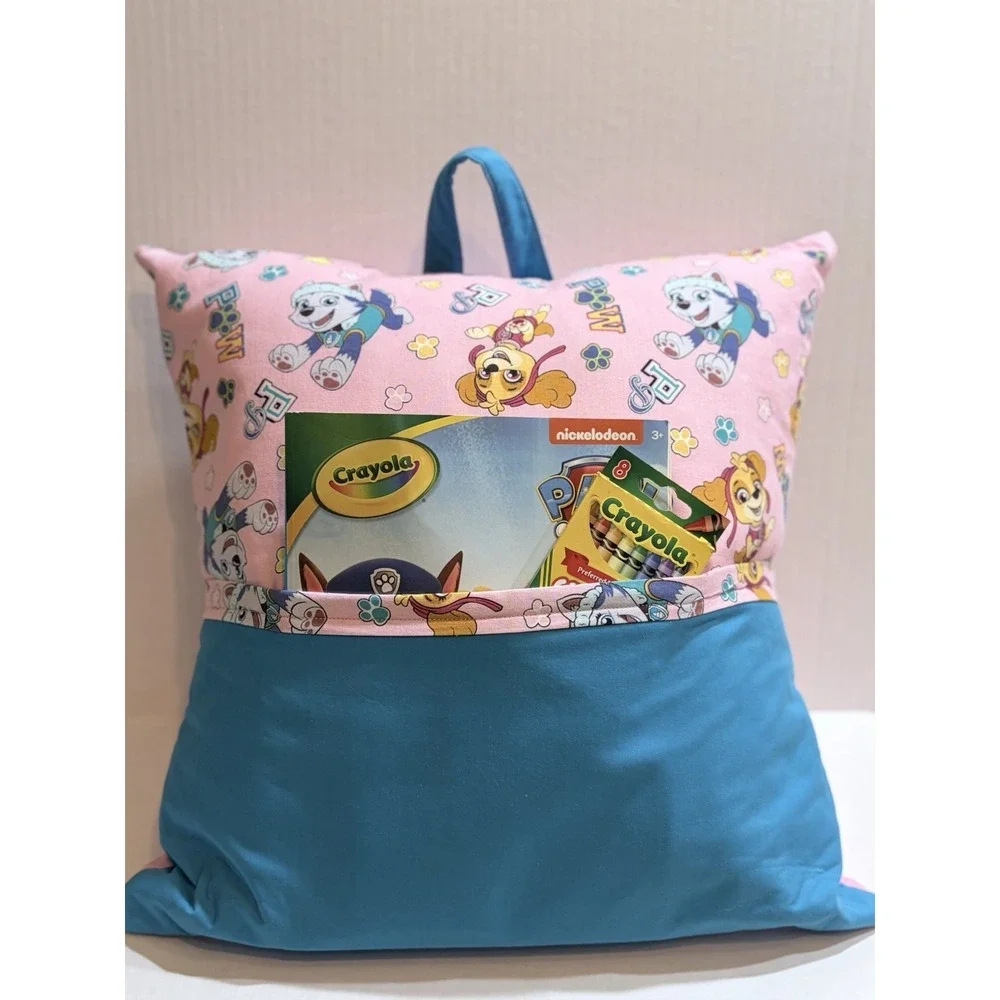 Handcrafted PAW Patrol Skye Decorative Kids reading pillow  w/Pocket and handle